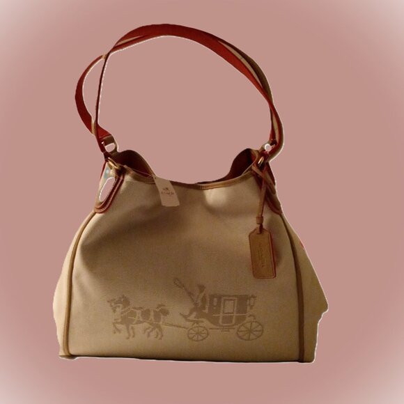 Coach WHS Horse and Carriage Cream/Tan Edie Bag 35344